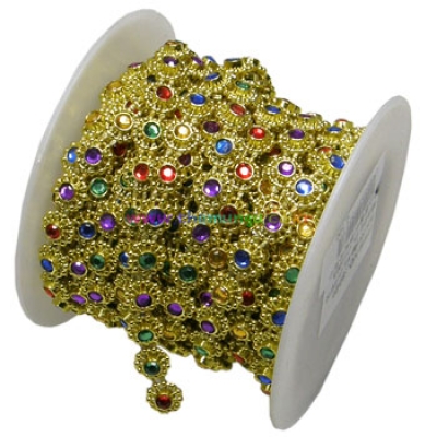 [비즈체인]큐빅국화/금색